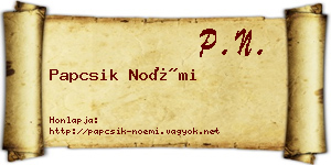 Papcsik Noémi névjegykártya